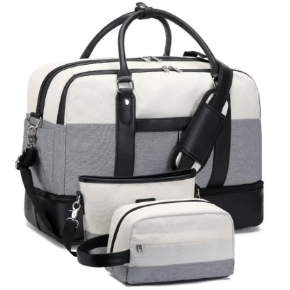 Large Capacity Travel Bag Handbag Tote Travel Bag Shoulder Weekend Bag with Shoe Compartment Breathable Travel Night Bags - Image 9