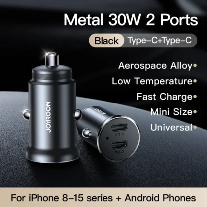Joyroom 30W USB C Car Charger Adapter PD QC3.0 Mini Metal USB Charger Fast Charging Phone Charger for iPhone Samsung Huawei - Image 8