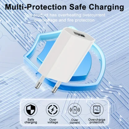 1/2/5Sets 5V 1A USB Charger Travel Wall Charging Head with USB A to Type C USB Charging Cable Phone Adapter Portable EU Plug 5W - Image 5