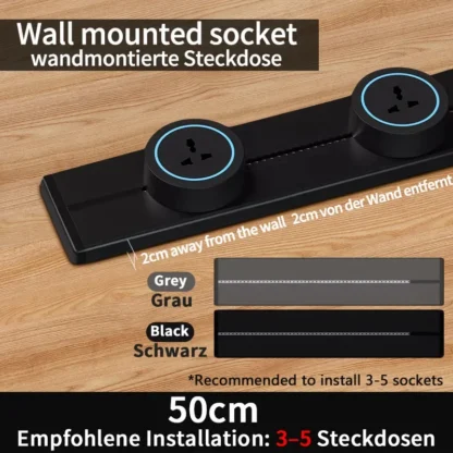 EU Wall power rail socket, kitchen aluminum expansion socket 40cm 50cm, built-in socket on countertop - Image 7