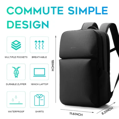BANGE Smart Waterproof Travel Backpack Business Flight Approved Carry on Backpack Large Capacity 16 inch Laptop Backpack for Men - Image 2