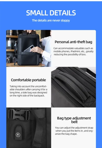 Heroic Knight Travel Backpack Men Business Backpack School Expandable USB Bag Large Capacity 15.6 Laptop Waterproof Backpack Bag - Image 25