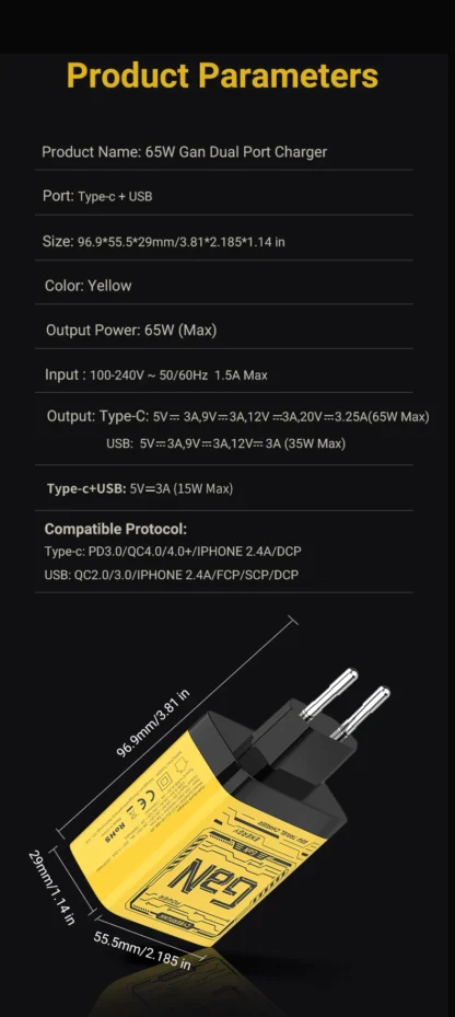 Gopala 65W GaN Charger USB Fast Charging Adapter EU/US Charge Head Mobile Phone Type C Cable for iphone 16 15 14 Power Adapters - Image 18