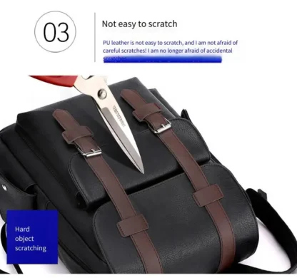 Large Capacity Soft PU Leather Backpack for Casual Business Travel - Image 11