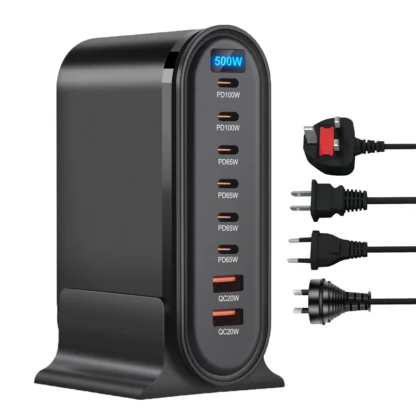 500W GaN Charger Multi-port Desktop Charging Station For Laptops Tablets USB Type C Fast Charge For iPhone 15/Samsung/iPad Pro - Image 13