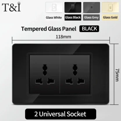 118 Series Black Tempered Glass Wall Switch Socket Italy Standard 16A Outlet with USB Type-C 20W Fast Charging for Home Office - Image 8