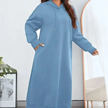 Plus Size Casual Dress, Fitted Knitting Fabric for Fall & Winter, Modest Style for Ages 12 and Up - Image 4