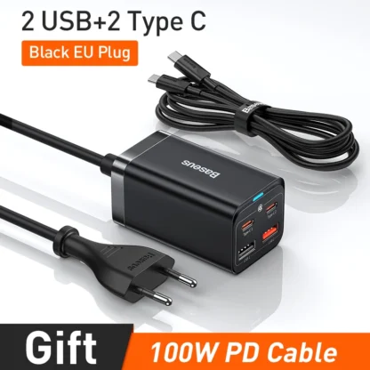 Baseus GaN3 100/ 65W Desktop Charger Quick Charge QC 3.04.0 USB C Type C Phone Charger For iPhone15 Huawei Xiaomi MacBook Laptop - Image 7