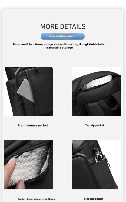 New large capacity backpack for sports travel, dry and wet separation, lightweight multi pocket backpack for business trips, com - Image 25
