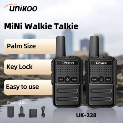 UNIKOO UK228 Walkie Talkie 2 pcs Mini Size Portable Handheld Radio Wireless Set Twol Way Radio Station Comunicador Transceiver