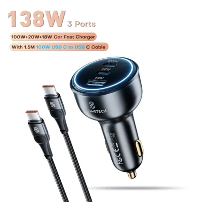 138W Car Charger USB Type C Dual Port USB Phone Fast Charger PD Fast Charging for IPhone 14 Samsung Xiaomi  IPad Laptops Tablets - Image 8