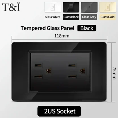 America Standard Power Outlet 118 Series 118*75mm Double USB Type-C Quick Charger US Mexico Glass Panel Wall Socket 16A 110V - Image 13