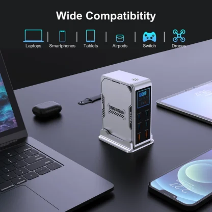 Ubigbuy 300W GaN Charger PPS PD 100W USB Type C 6-Port Digital Display Desktop Fast Charging Station for MacBook iPhone Samsung - Image 6