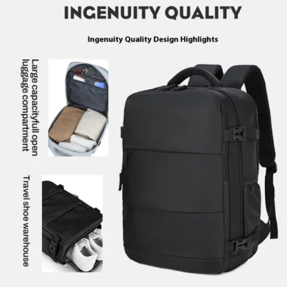 Men's Large Capacity Waterproof Backpack with Independent Compartment and Multifunctional Slots, Retro Multifunctional Travel Ba - Image 2