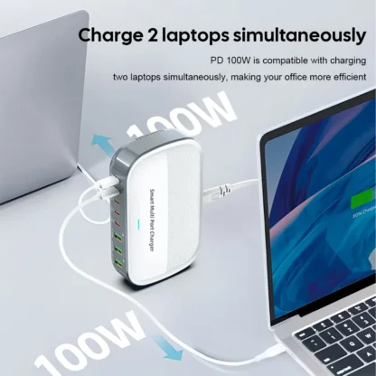 200W Desktop Charging Station FCP AFC Multiple Ports USB Fast Charger For iPhone Samsung Huawei XiAOMI Ipad Macbook PD Charger - Image 2