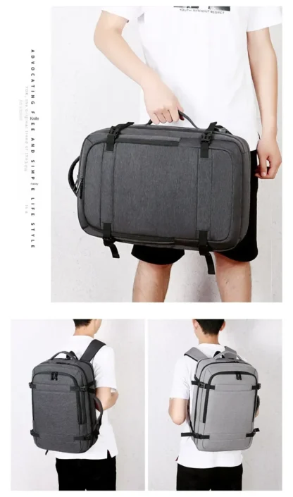 45L Large Capacity Multifunctional Extensible Rechargeable Hand-held Backpack Men's Waterproof Business Travel Computer Backpack - Image 24