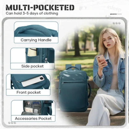 Cabin Bag Underseat Travel Backpack, Women Mens Outdoor Backpack Carry-on Backpack, Cabin Luggage Aviation Wizzair 40x30x20 Bag - Image 4