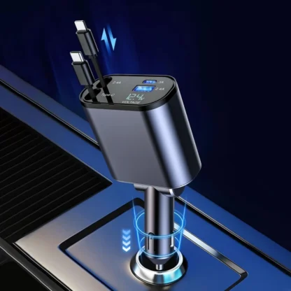 4 in 1 120W Car Charger Retractable Car Cigarette Lighter Adapter USB Type C Fast Charger Cable For IPhone Xiaomi Huawei Samsung - Image 3