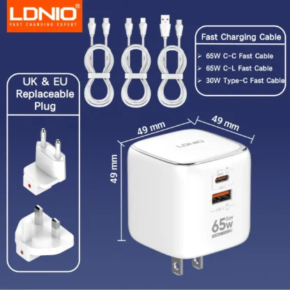 LDNIO 65W USB C Charger GaN Charger Multi-port Type C Travel Adapter For MacBook iPad iPhone 15 14 Pro Max Xiaomi Galaxy S23 - Image 8