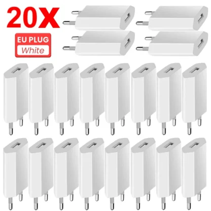 20Pcs Universal 5V 1A USB Wall Travel Charger Head Power Adapter Portable  EU Plug  Charging  For Mobile Phone MP3 7 8 Xs - Image 8