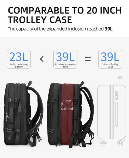 Heroic Knight Travel Backpack Men Business Backpack School Expandable USB Bag Large Capacity 15.6 Laptop Waterproof Backpack Bag - Image 16