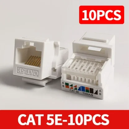 10/100 PCS Cat5e Tool-Less Keystone Jack Connector Adapter, Keystone Module Connector Internet Network Ethernet LAN Cable - Image 7