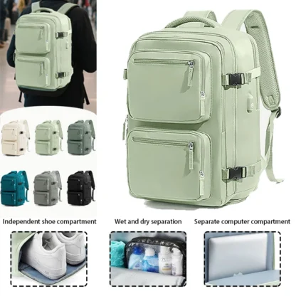 15inch Laptop Travel Backpack Recognized by Yijie Airlines Company, with Laptop Protective Bag, Adjustable Shoulder Strap, Trolley Protective Cover and USB Charging Port, Large Capacity, Can Hold Boarding Luggage, Multi-Compartment Storage, with College Student Standard, College Student Bag, Modern