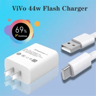 For Vivo 44W EU/US FlashCharge Fast Charger Power Adapter 1M USB Type C Cable For VIVO X80 X70 X60 X50 Pro T1 V21 V23 V25