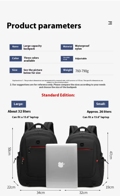 Manufacturer direct sales backpack men's computer bag lightweight business leisure travel large capacity backpack high school un - Image 16