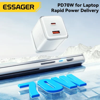 Essager 70W GaN Type C Charger For iPhone 16 15 14 Pro Max MacBook QC4.0 PD3.0 PPS 45W Fast Charging Charger For Samsung Travel - Image 3