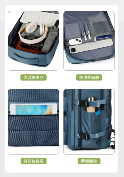 Large Travel Backpack for Women Men Cabin Bag Multifunctional Airplane Waterproof Backpack with USB Charging Anti-Theft Backpack - Image 21