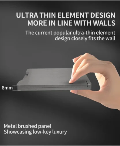 Wall Mount 1 Gang 2 Gang 8mm Stainless Steel Panel Socket 13A Switch Computer Socket Telephone Socket Thai US UK EU France - Image 19