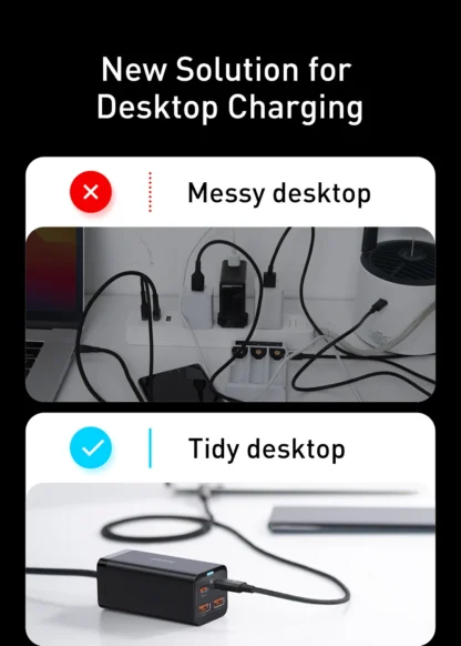 Baseus GaN3 100/ 65W Desktop Charger Quick Charge QC 3.04.0 USB C Type C Phone Charger For iPhone15 Huawei Xiaomi MacBook Laptop - Image 10