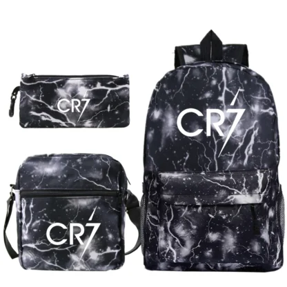 Football Ronaldo CR7 Backpack 3pcs/set School Bags for Girls Boy Laptop Travel Knapsack Women Rucksack Shoulder Bags Pen Case - Image 18