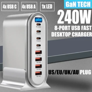 240W GaN USB Fast Charger Multi Ports Desktop Charging Station For iPhone/Samsung/iPad/MacBook Quick Charger Type C QC 4C4A