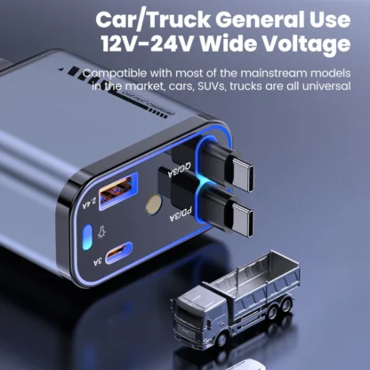 120W Retractable Car Charger Fast Charging USB Type C Car Phone Charger Adapter With USBC Cable For Iphone Xiaomi Huawei Samsung - Image 4