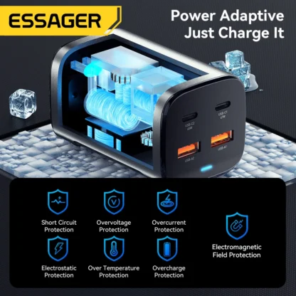 Essager 67W GaN USB C Charger Quick Charge 4.0 QC 3.0 PD USB-C Type C  Desktop Fast Charger For MacBook Samsung iPhone 15 Laptop - Image 6
