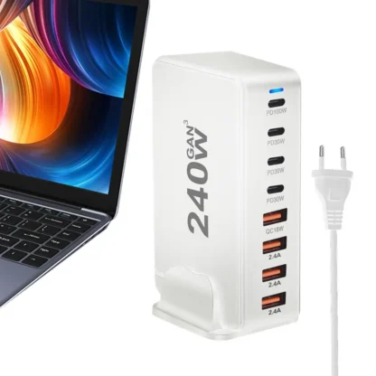 240W Desktop Charging Station  4 USB Type C USB Type A Charger 8 Ports For iPhone15 PD Fast Charger For Laptop Tablet - Image 11