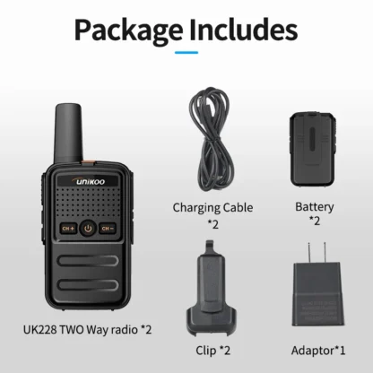 UNIKOO UK228 Walkie Talkie 2 pcs Mini Size Portable Handheld Radio Wireless Set Twol Way Radio Station Comunicador Transceiver - Image 6