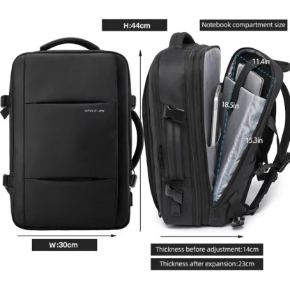 HK Business Backpack for Men Waterproof Anti-Theft 15.6” Laptop Backpack Casual Large Capacity Expandable Travel Bag Short Trip - Image 2