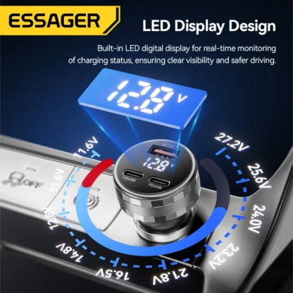 Essager USB C Car Charger 3 Ports 108W Type C Fast Charge PPS PD3.0 QC Car Phone Charger For  iPhone 16 15 Samsung Huawei Xiaomi - Image 5