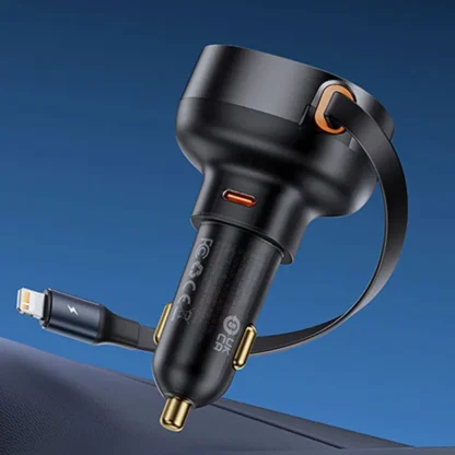 Baseus 60W Car Charger 2 in 1 Retractable Cable SCP 25W QC PD 30W Fast Car Phone Charger For iPad iPhone 16 15 14 13 Pro Samsung - Image 8
