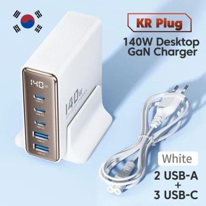 Toocki 140W GaN USB Charger 5in1 Desktop Fast Charge USB Type C Charger LED Display Charger For iPhone Xiaomi Smartphone Laptop - Image 11