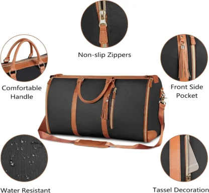 Foldable Women's Travel Convenient Carry-on Clothing Bag Large PU Leather Duffel Bag Women's Business Travel Bag - Image 5