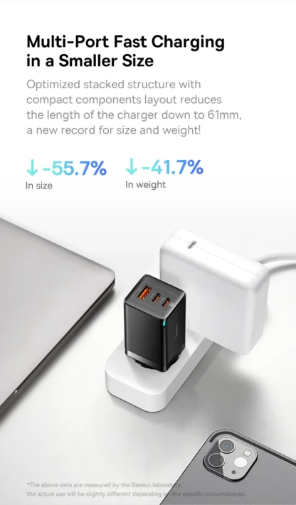 Baseus GaN 65W USB C Charger Quick Charge 4.0 3.0 QC4.0 QC PD3.0 PD USB-C Type C Fast USB Charger For iPhone 16 15 Pro MacBook - Image 16