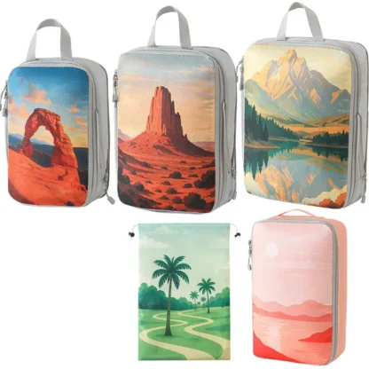 5Pcs/Set Travel Organizer Set Zipper Storage Bag Large Capacity Bag Compressible Underwear Suitcase Luggage Packing Cubes - Image 12