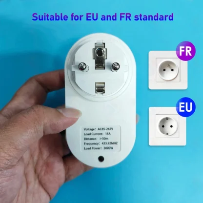 Wireless Remote Control Socket 220V 110V EU FR Smart Plug,50m Control Range,Power Outlet 15A for Home Appliance Light Fan - Image 16