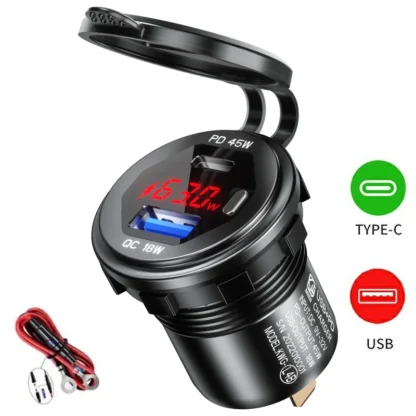 90W Quick Charge Car Charger PD Port Fast Charging Switch ON/OFF Phone Charger LED Display Power Adapter 12V 24V for Car Boat RV - Image 9