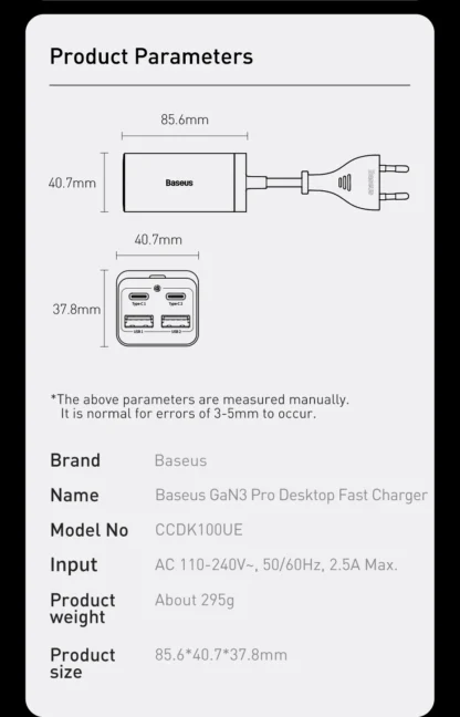 Baseus 65W/100W GaN Charger Desktop Laptop Fast Charger 4 in 1 Adapter For iPhone 15 14 13 Pro Max Phone Charger Xiaomi Samsung - Image 28