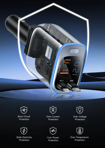 Rocoren 4 IN 1 Retractable Car Charger Mobile Phone 2C+L+A For iPhone Fast Charge Cord for iPhone 16 15 14 13 12 Samsung Xiaomi - Image 24